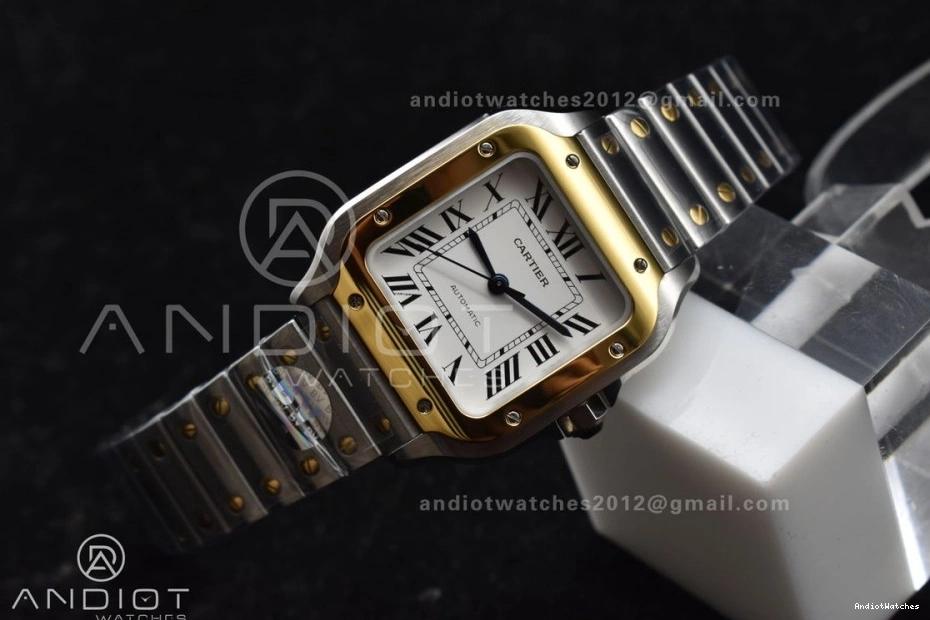 SmartLinks YG 1:1 1096 on Cartier SS MIYOTA YG Best V 35mm Bracelet 9015 BVF SS Dial Edition StreetReady de Santos White 0513